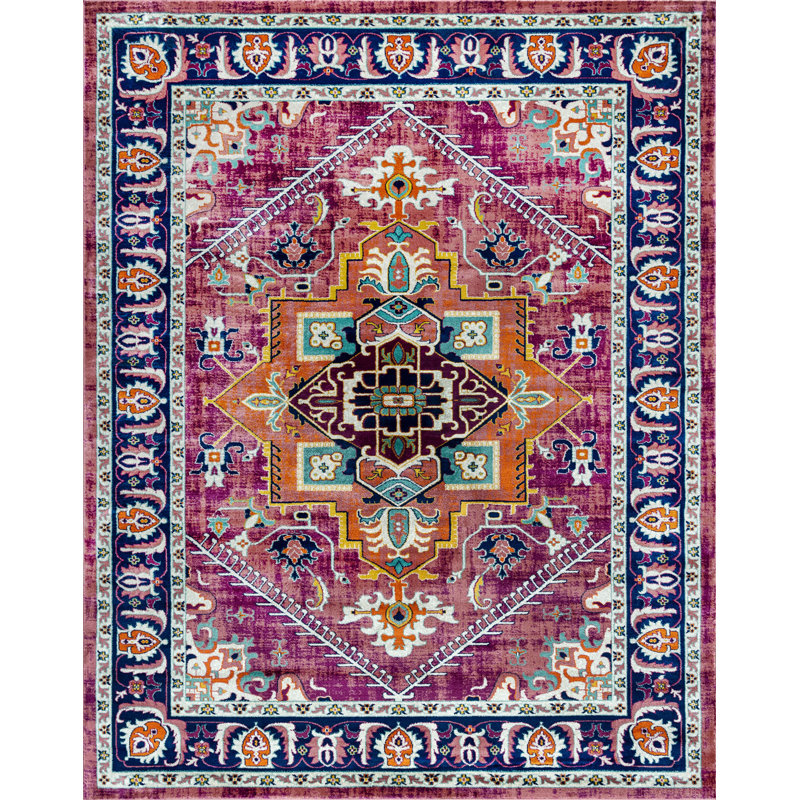 Bungalow Rose Depew Performance Purple/Gold/Blue Rug & Reviews Wayfair